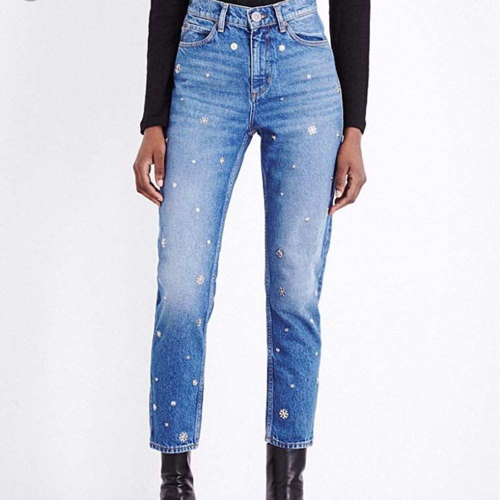 WORN ONCE Sandro Paris cropped blue jean
